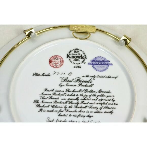 KNOWLES NORMAN ROCKWELL LIMITED EDITION "Best Friends" w Van Hygan & Smythe - Picture 3 of 4